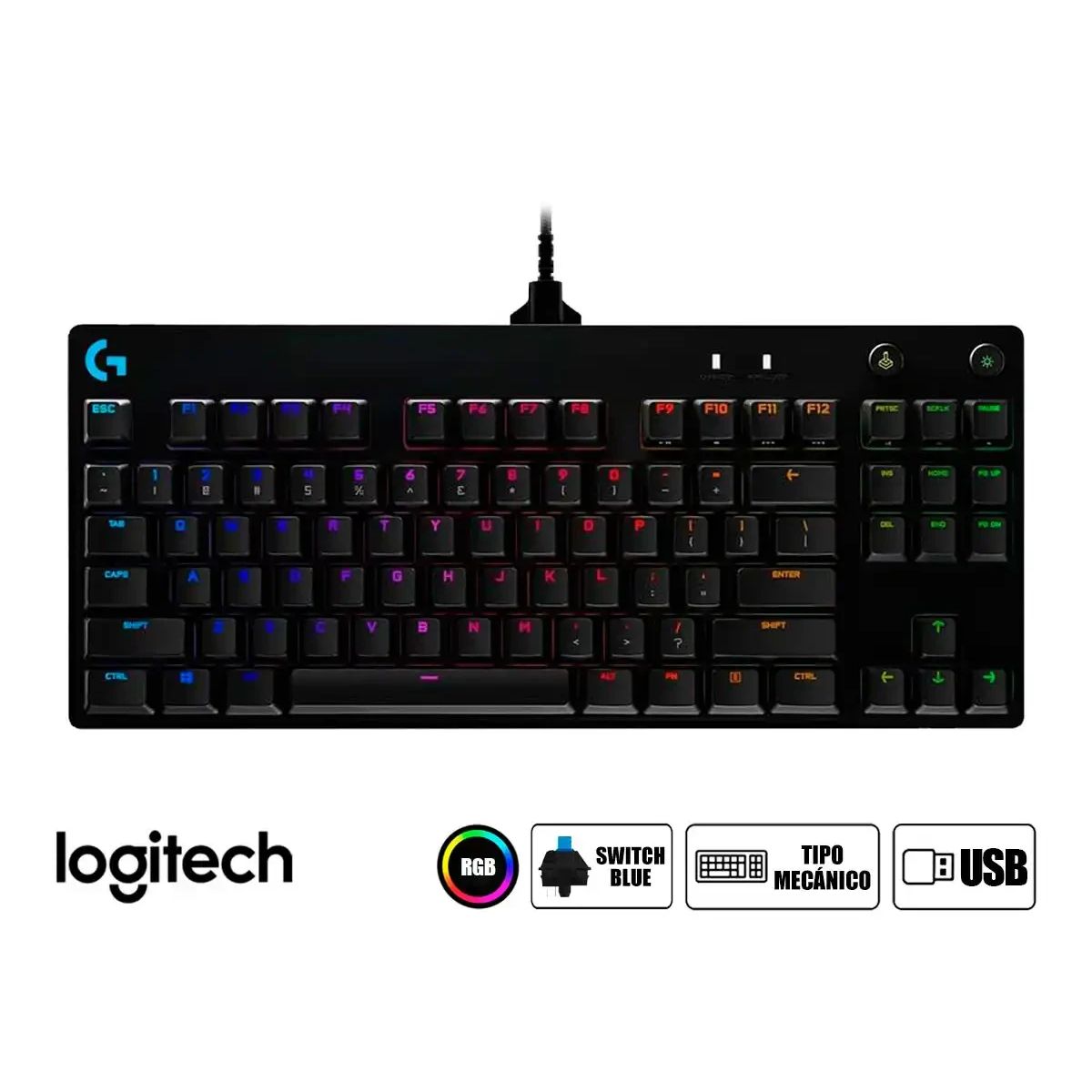 LOGITECH - TECLADO GAMER LOGITECH PRO RGB CON CABLE NEGRO