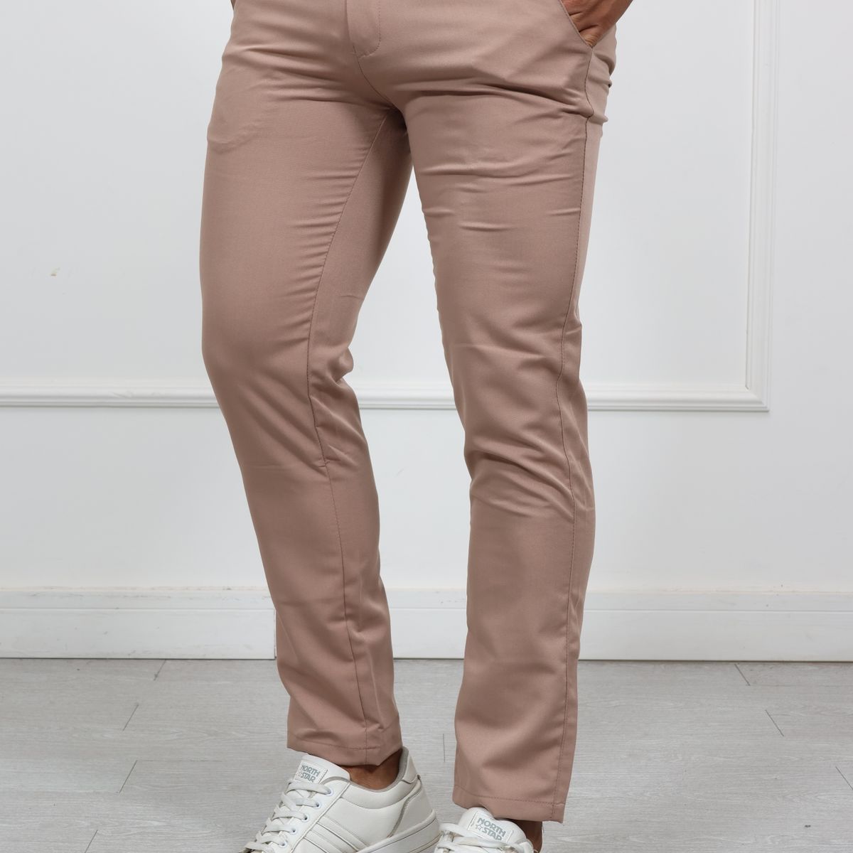 GENERICO - Pantalon de Vestir Lino Milano HEDS color Topo