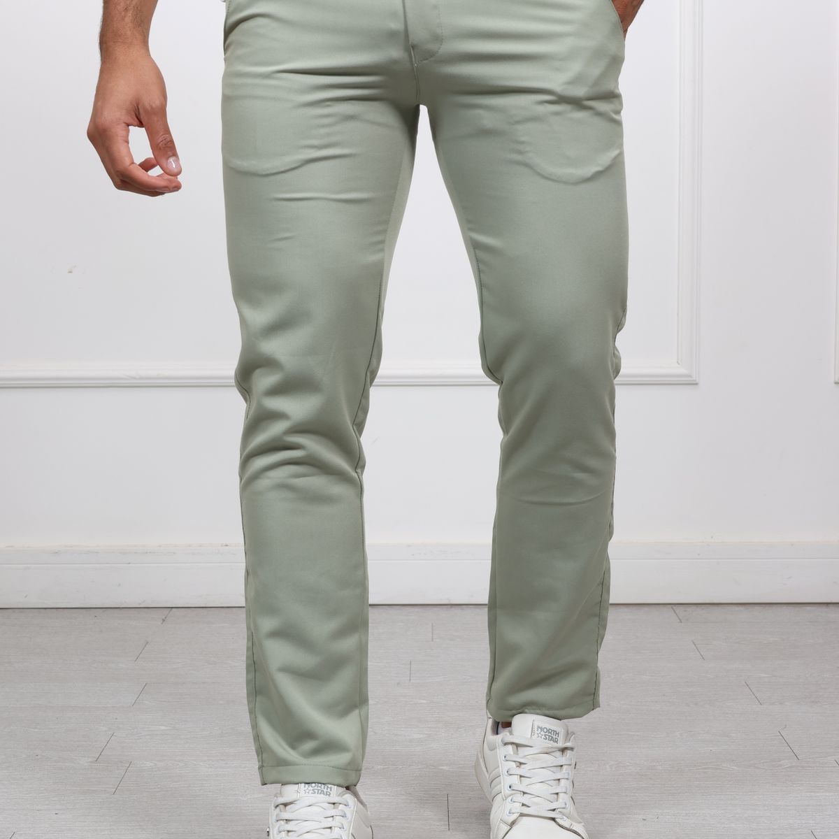 GENERICO - Pantalon de Vestir Lino Milano HEDS color Verde Pastel