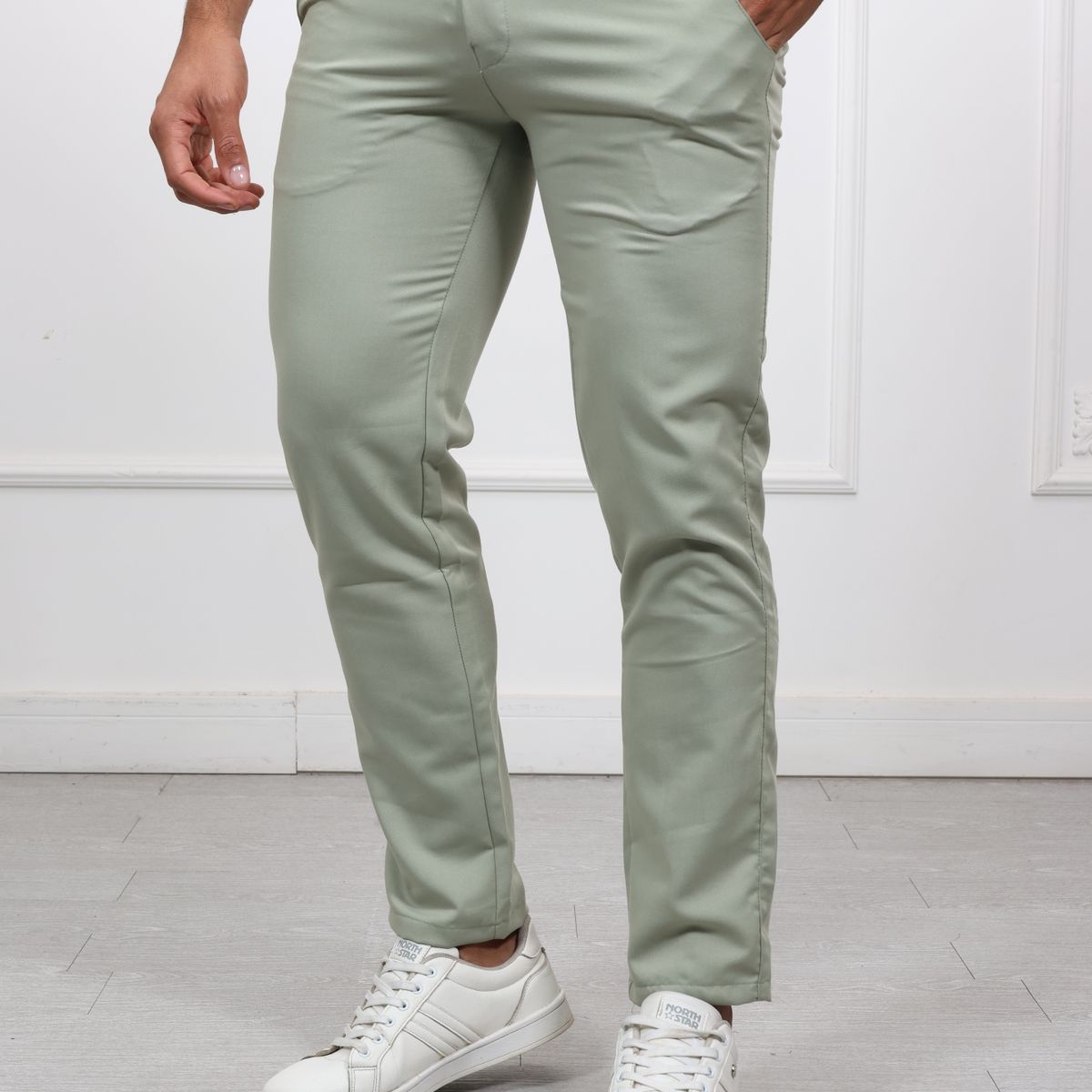 GENERICO - Pantalon de Vestir Lino Milano HEDS color Verde Pastel