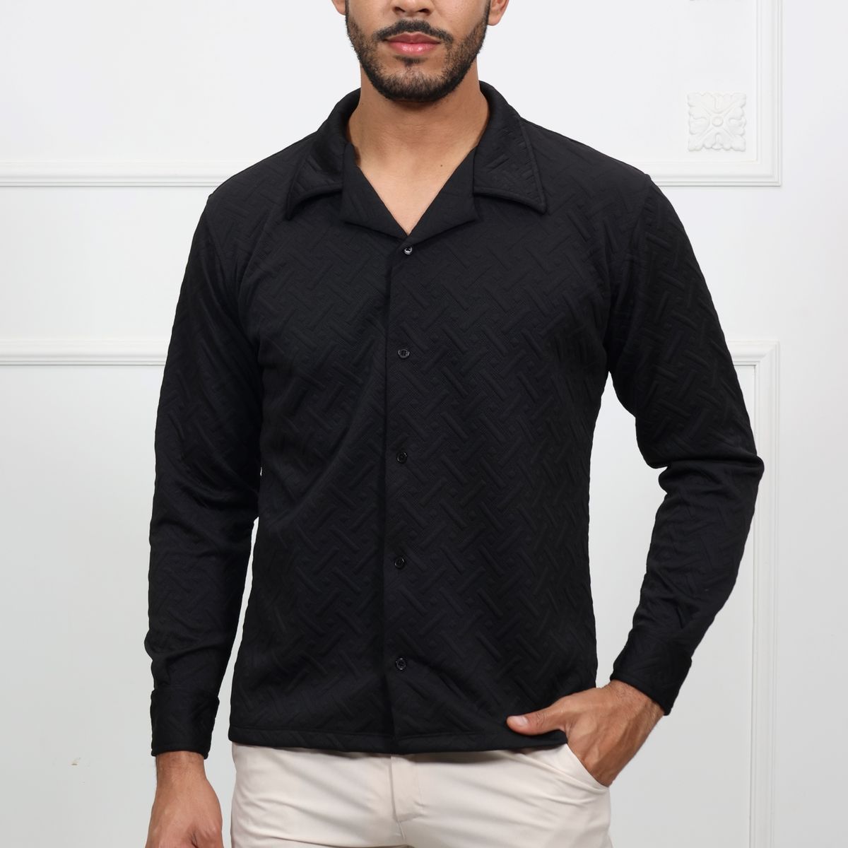 GENERICO - Camisa Manga Larga Casual HEDS color Negro
