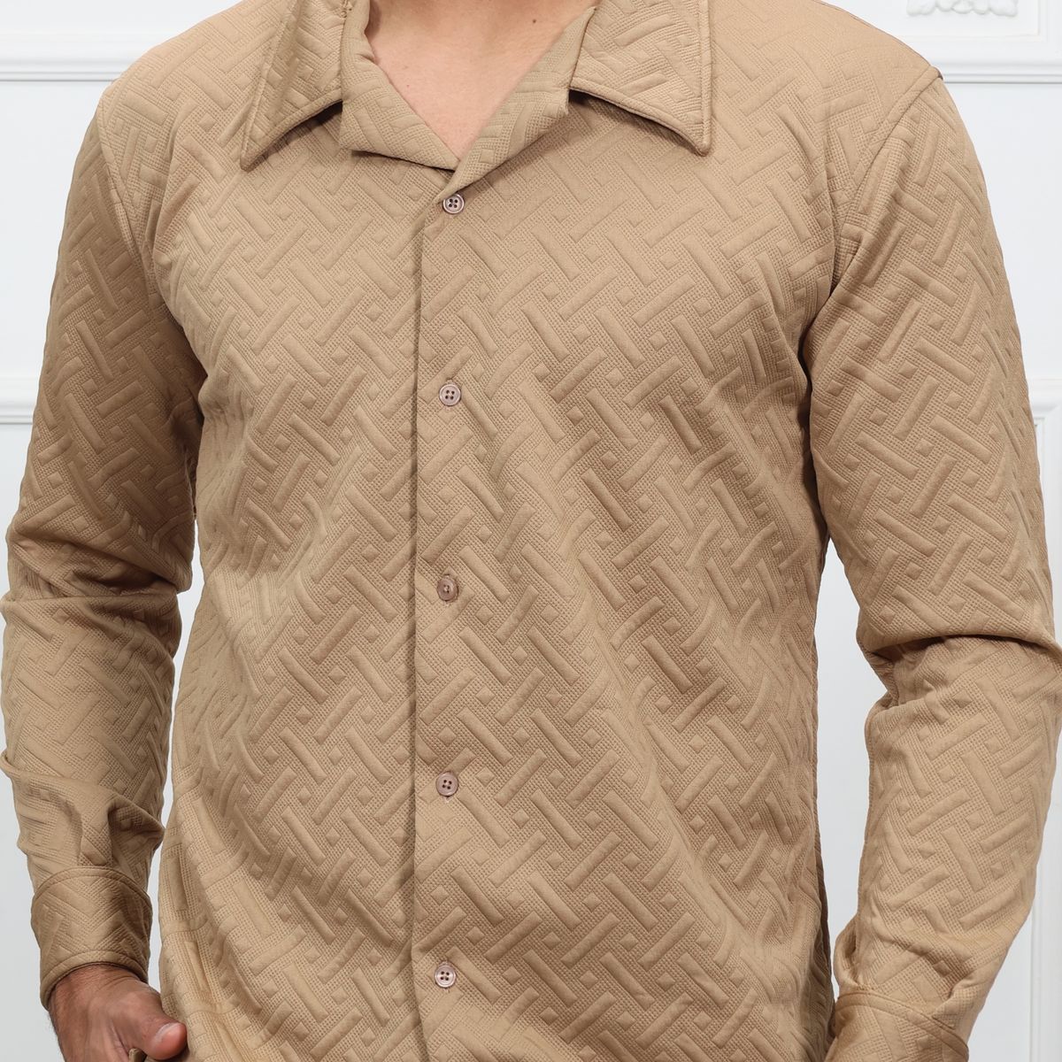 GENERICO - Camisa Manga Larga Casual HEDS color Beige
