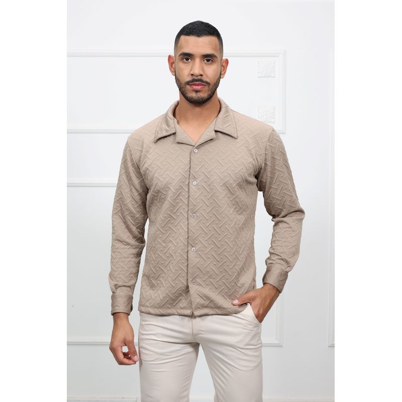 GENERICO - Camisa Manga Larga Casual HEDS color Topo