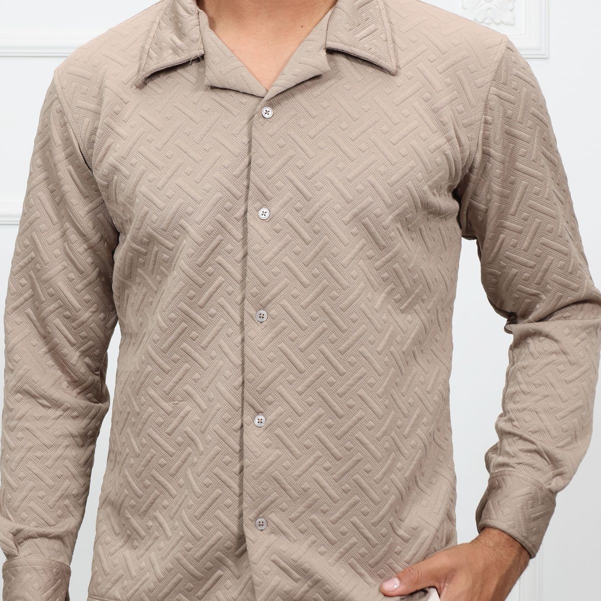 GENERICO - Camisa Manga Larga Casual HEDS color Topo