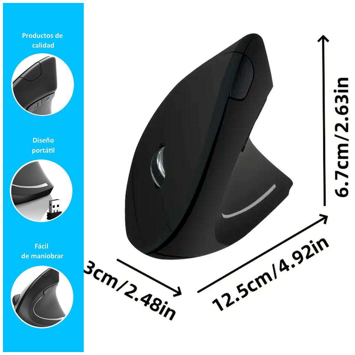 GENERICO - Mouse Vertical Inalámbrico Ergonómico USB