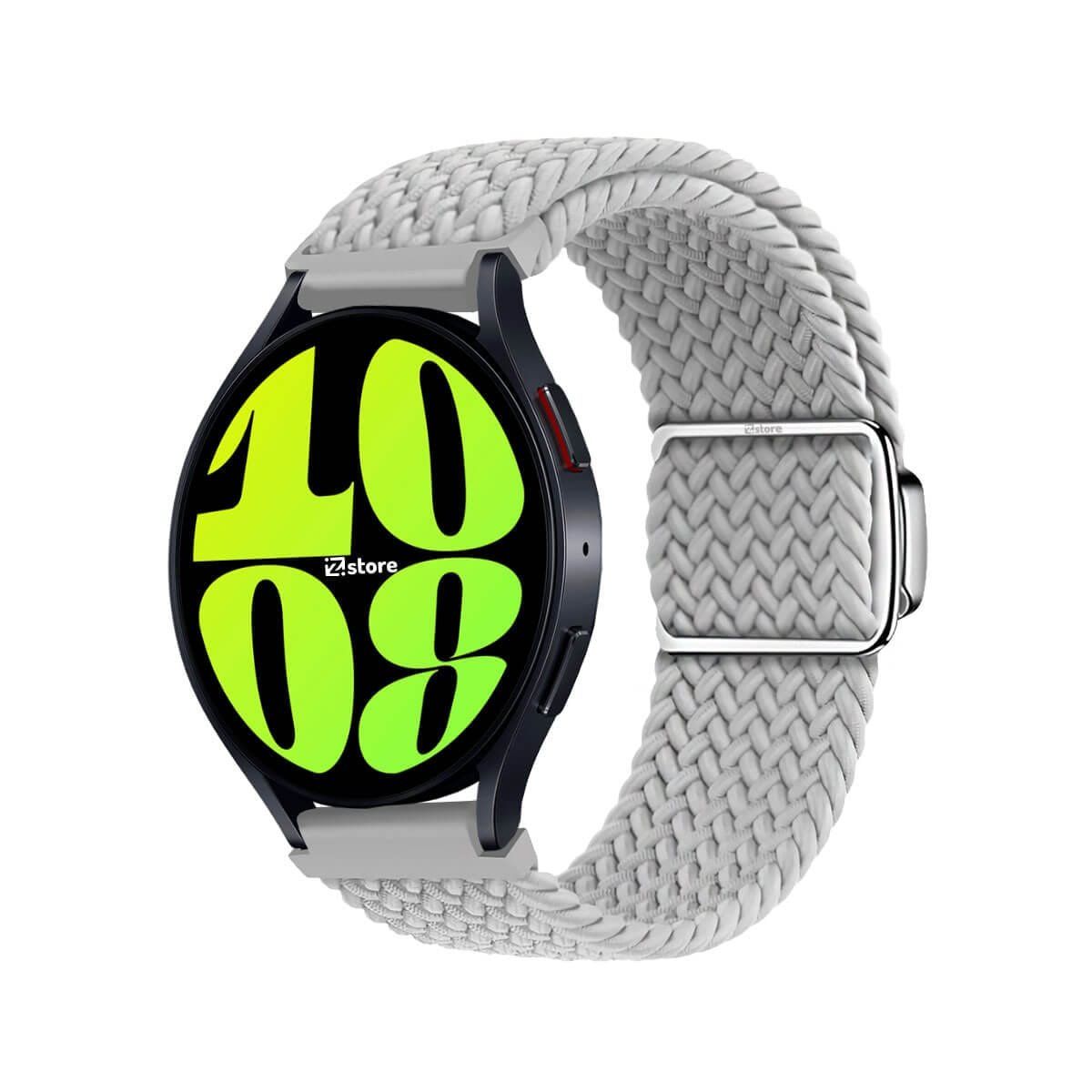 GENERICO - Correa de Nylon Para Samsung Galaxy Watch 6 con Broche Magnético Gris claro
