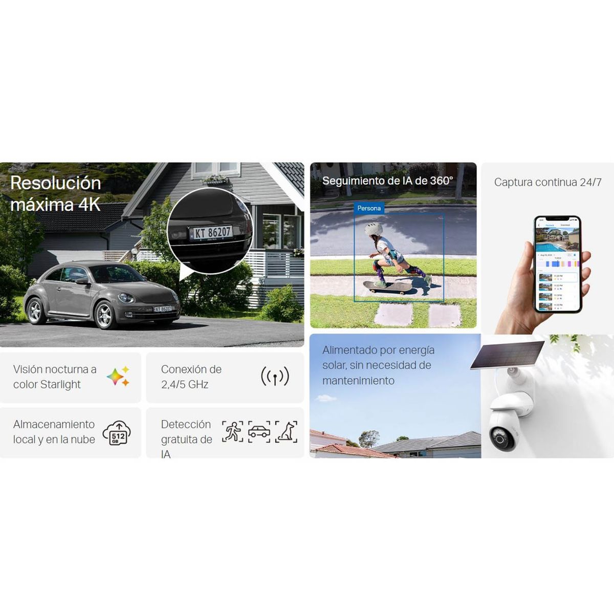 TP LINK - Cámara Vigilancia Tapo C660 KIT 4K 8MP Panorámica Zoom 18X Panel Solar