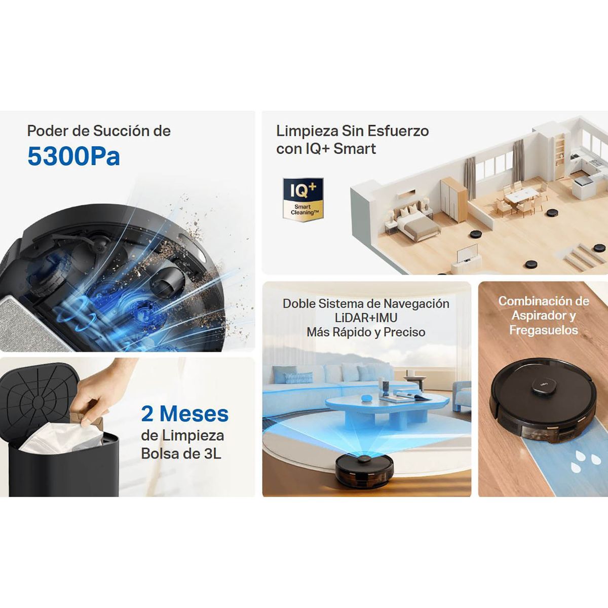 TP LINK - Tapo RV30 Max Plus Robot Aspirador Trapeador Base Autovaciado Negro