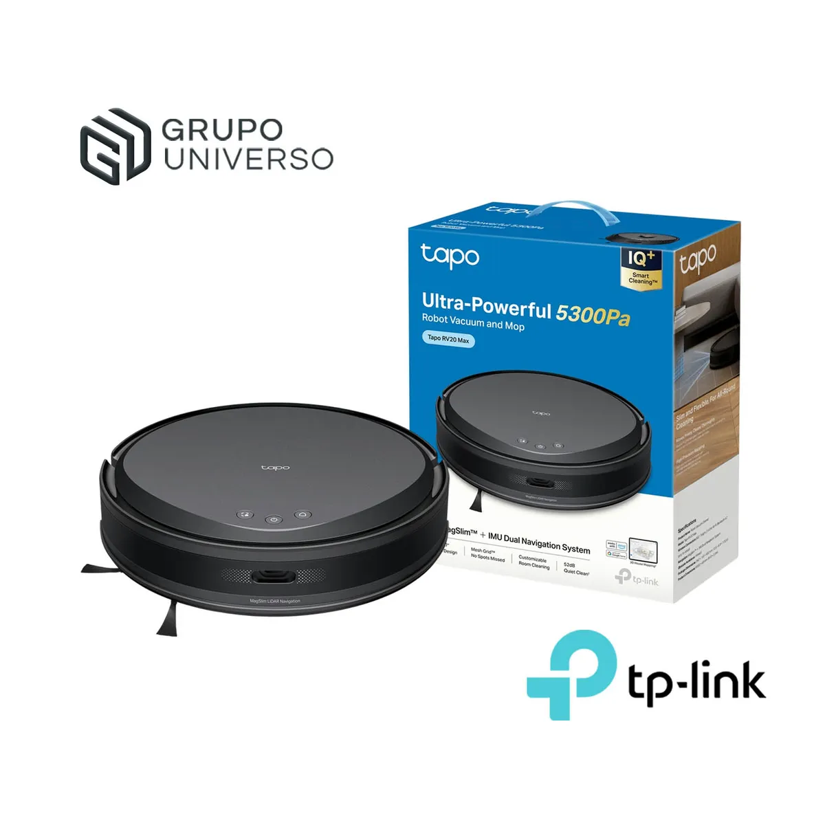 TP LINK - Tapo RV20 Max Robot Aspirador trapeador 5300Pa Succión MagSlim Negro