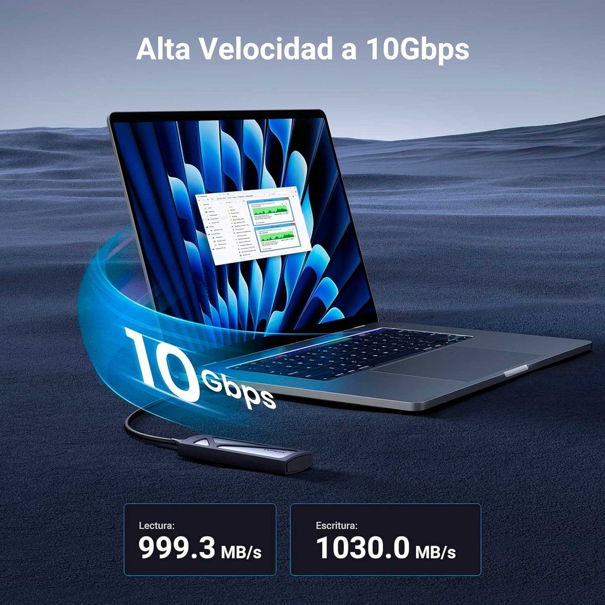 UGREEN - Case Ugreen Externo para SSD M2 NVMeSATA 10Gbps USB 32 CM767 15813