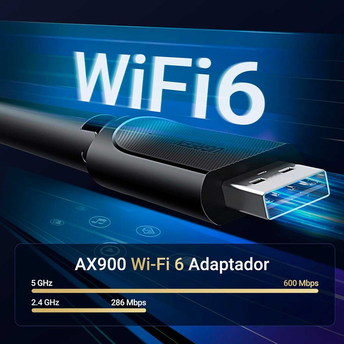 UGREEN - Adaptador Wifi Ugreen Cm763 Ax900 24Ghz286Mbps 5Ghz600Mbps 35265