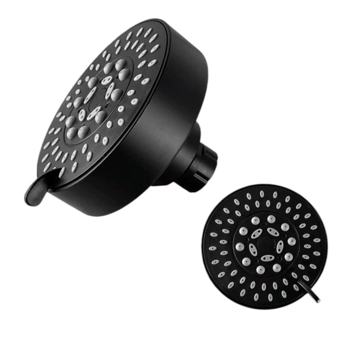 APACHE - Cabezal de ducha 5 funciones Redonda 10cm ABS Negro Mate brazo16cm ABS