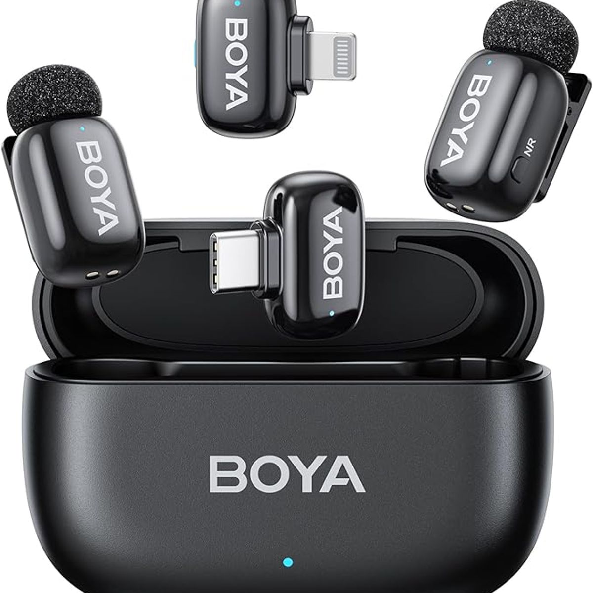 BOYA - BOYA Mini micrófono inalámbrico USB C + Lightning cancelación de ruido 30 horas