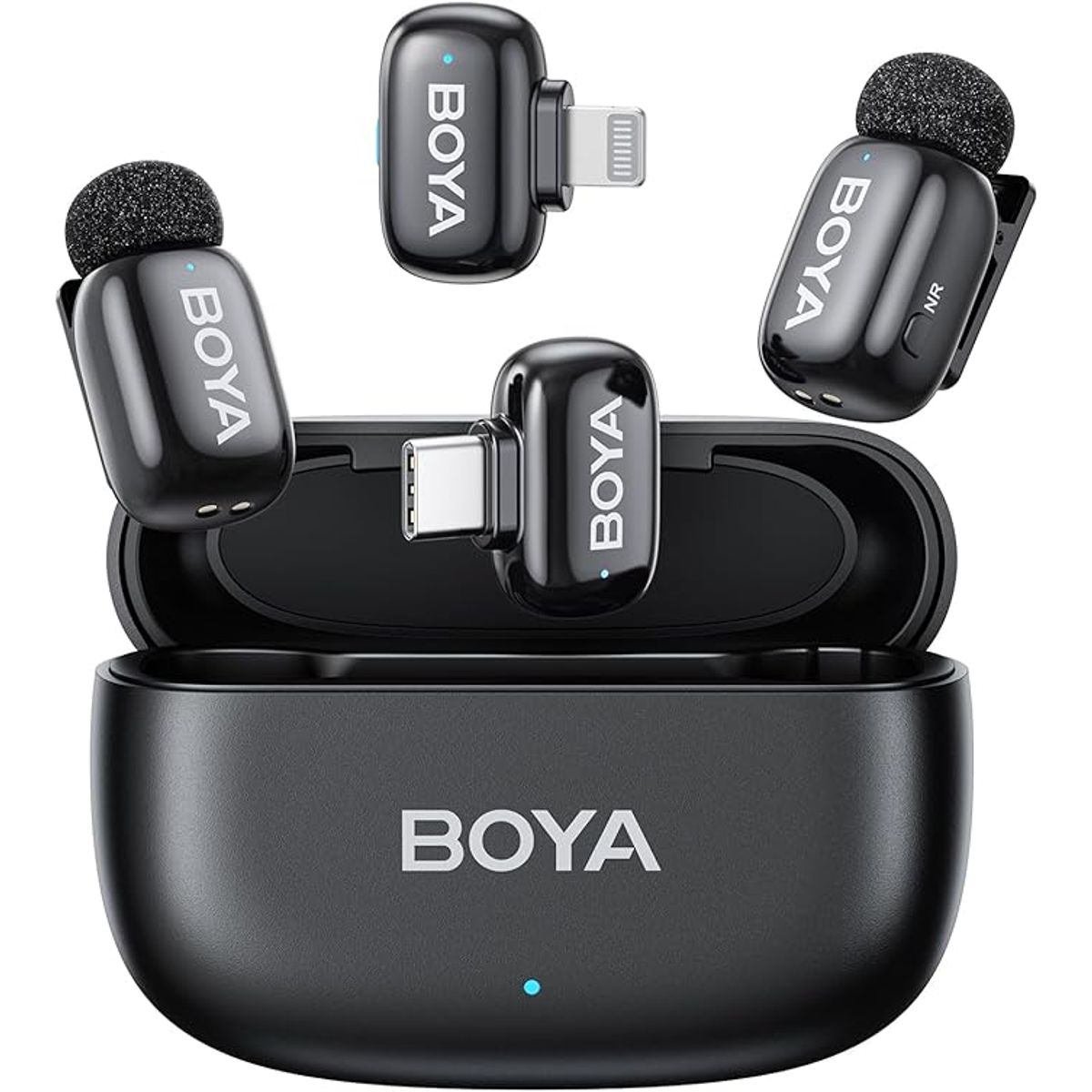BOYA - BOYA Mini micrófono inalámbrico USB C + Lightning cancelación de ruido 30 horas