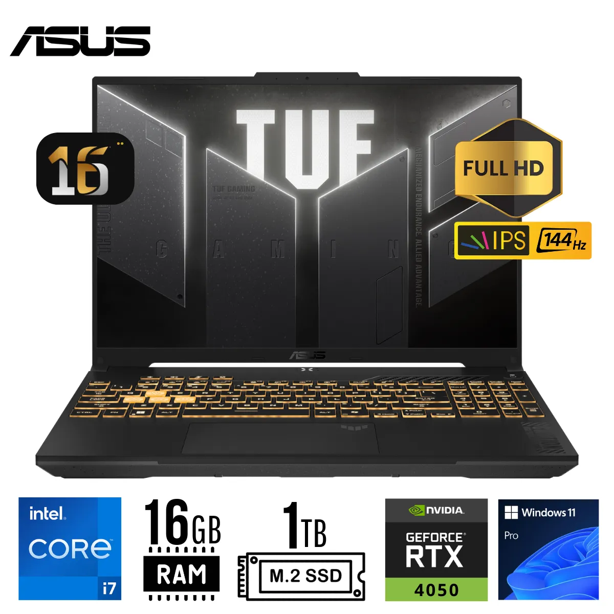 ASUS - LAPTOP ASUS TUF F16 FX607VU-RL091 CORE I7-13620H RAM 16GB SSD 1TB RTX 4050 6GB 16" FHD IPS WIN 11