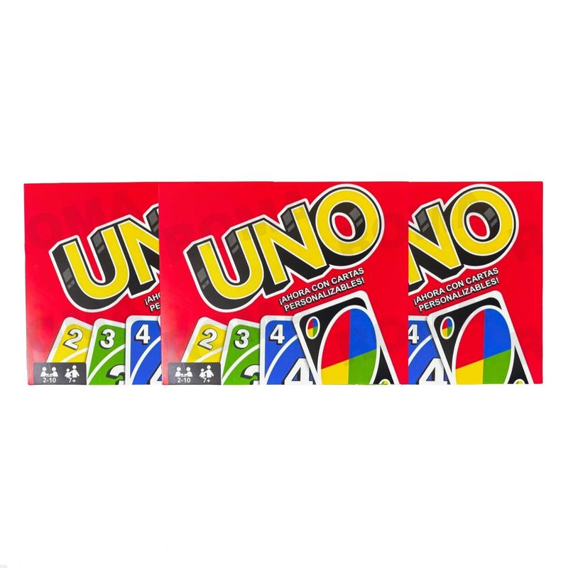 GENERICO - PACK 3 UNO  CARTAS PERSONALIZABLES JUEGO DE CARTAS