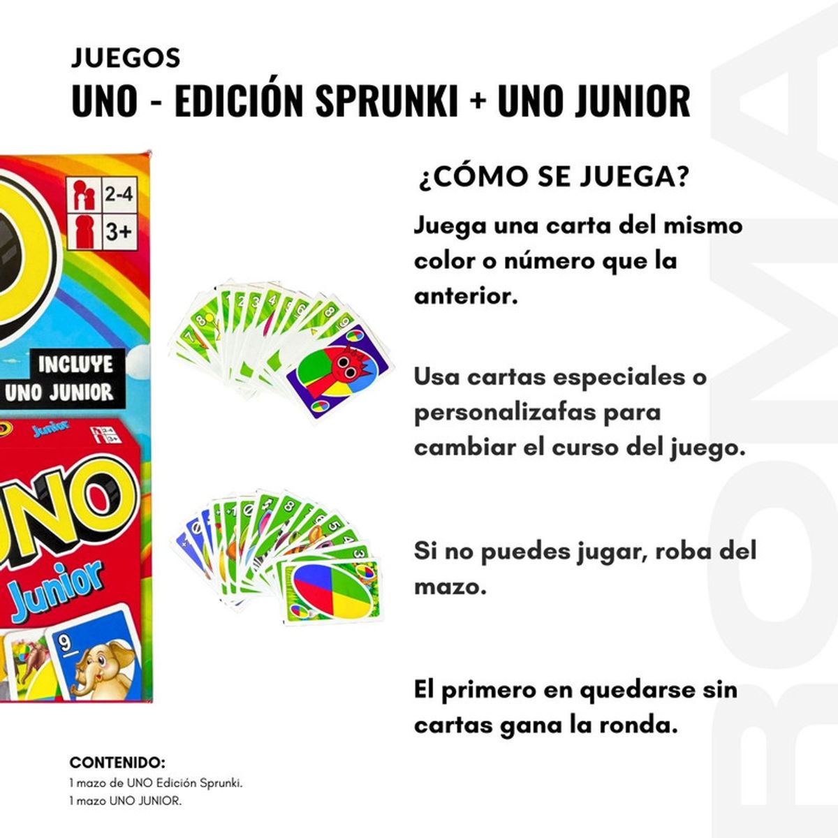 GENERICO - UNO  EDICIÓN SPRUNKI + UNO JUNIOR JUEGO DE CARTAS