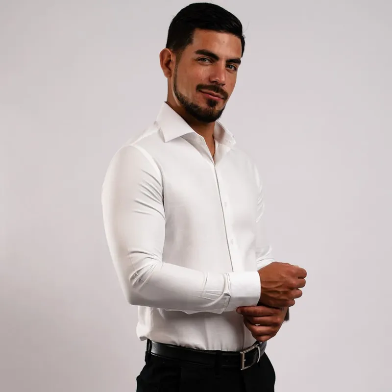 BARBADENS - Camisa de Vestir Algodón Pima Slim Fit Barbadens Hombre