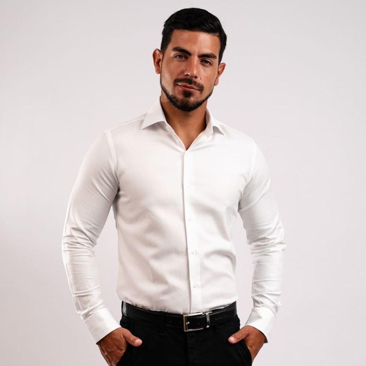 BARBADENS - Camisa de Vestir Algodón Pima Slim Fit Barbadens Hombre