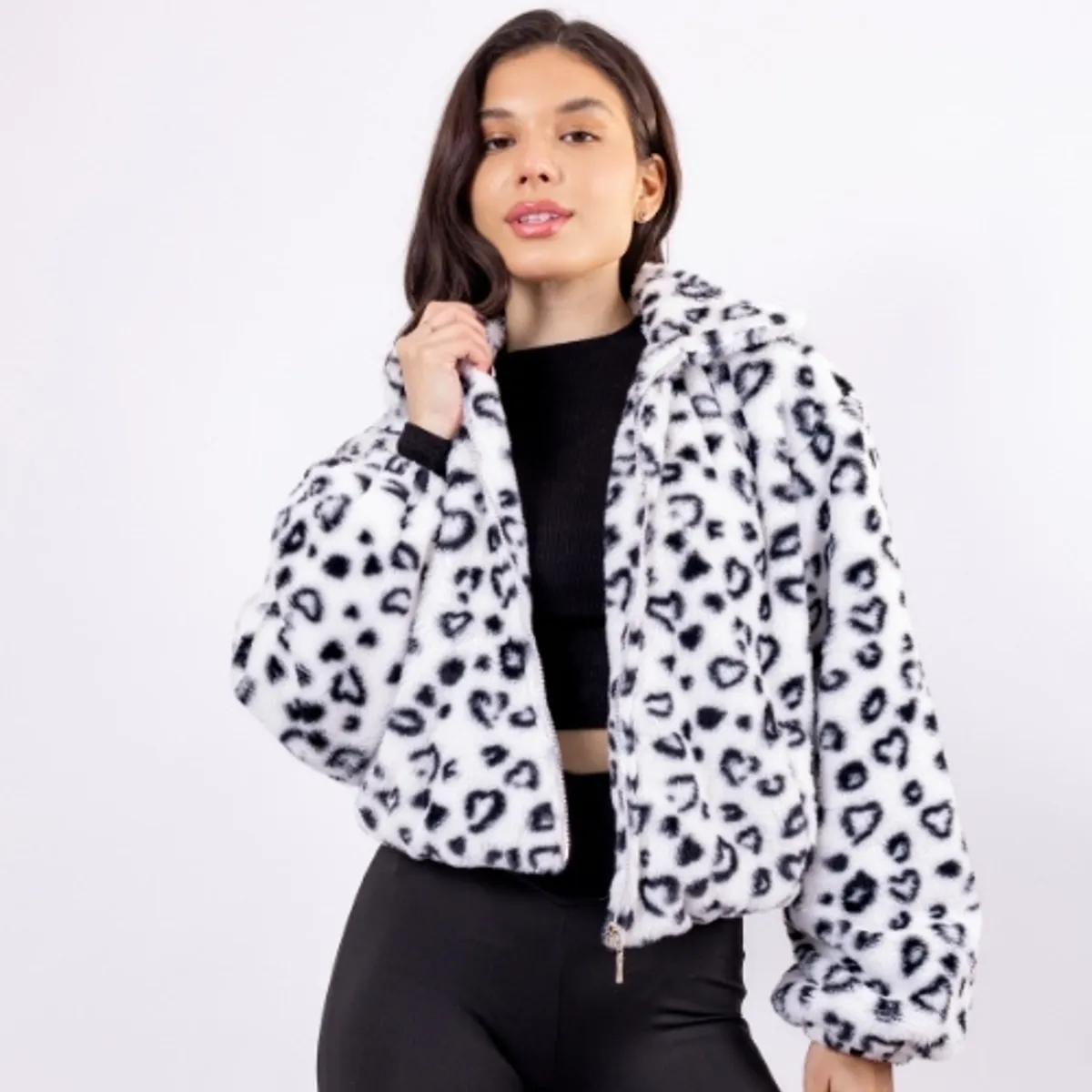 ANTAR - CASACA PIEL LEOPARDO MANGA LARGA