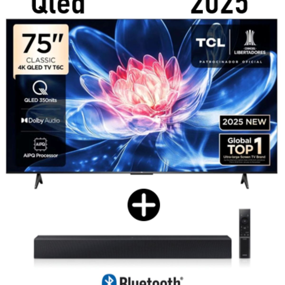 TCL - Televisor TCL QLED 75" UHD 4K Smart TV 75T6C Modelo 2025 + Barra de sonido C400