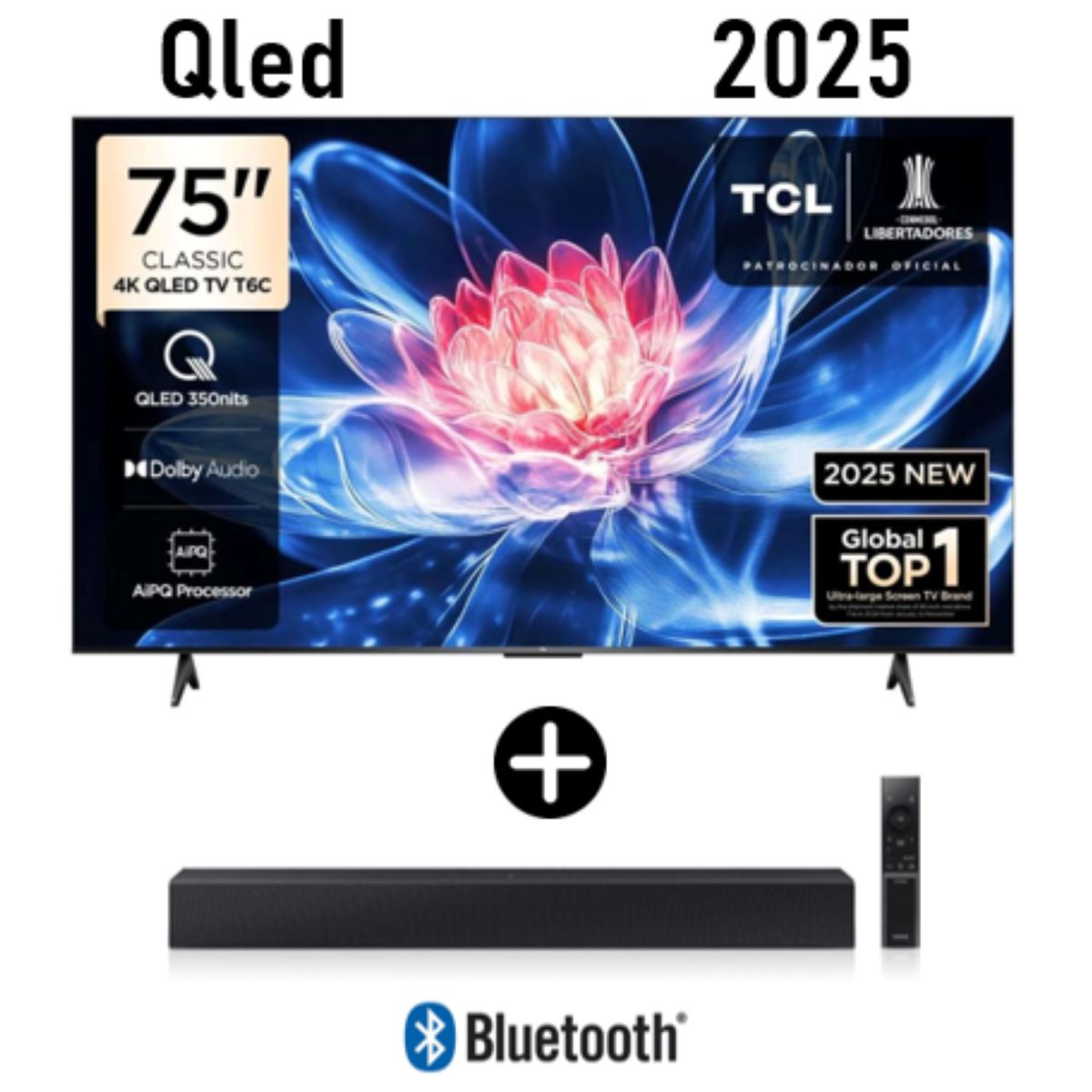 TCL - Televisor TCL QLED 75" UHD 4K Smart TV 75T6C Modelo 2025 + Barra de sonido C400