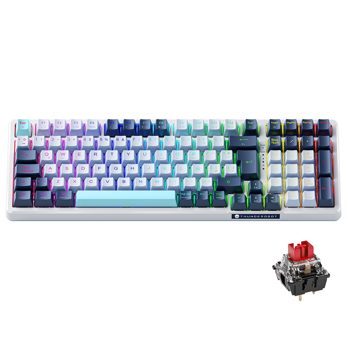 THUNDEROBOT - Teclado Gamer Thunderobot Con Cable K98 SP Blue Switch Red Led-RGB