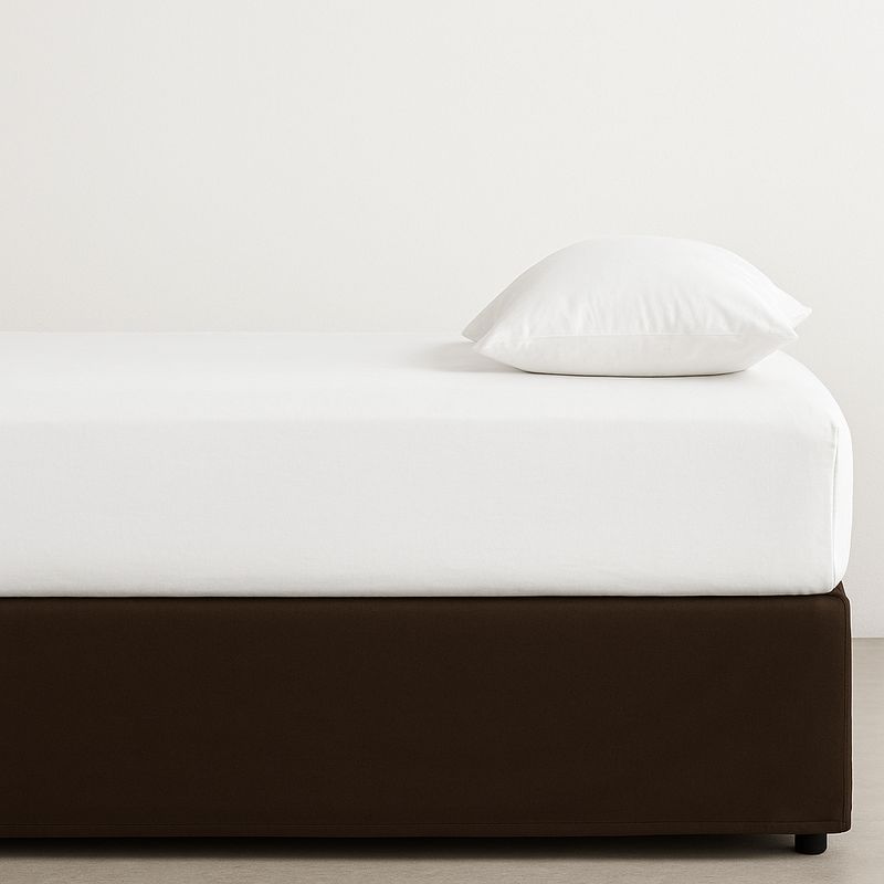 GENERICO - FALDON DE TARIMA QUEEN 152CM x 203CM MINIMAL MICROFIBRA MARRON OSCURO 30CM