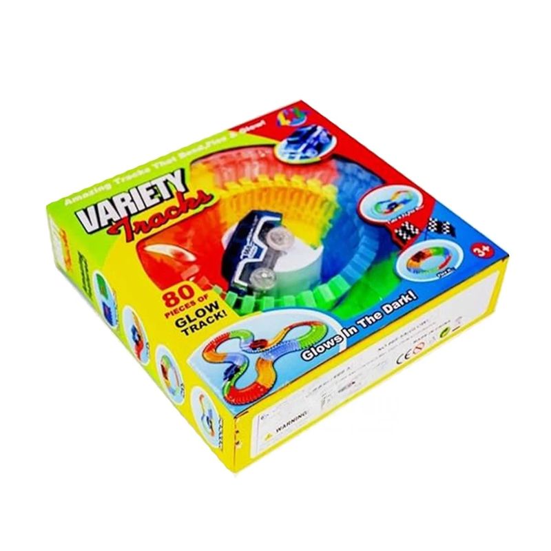 GENERICO - Pack2 Pista con Rieles Flexibles con Luces Carro para Niños