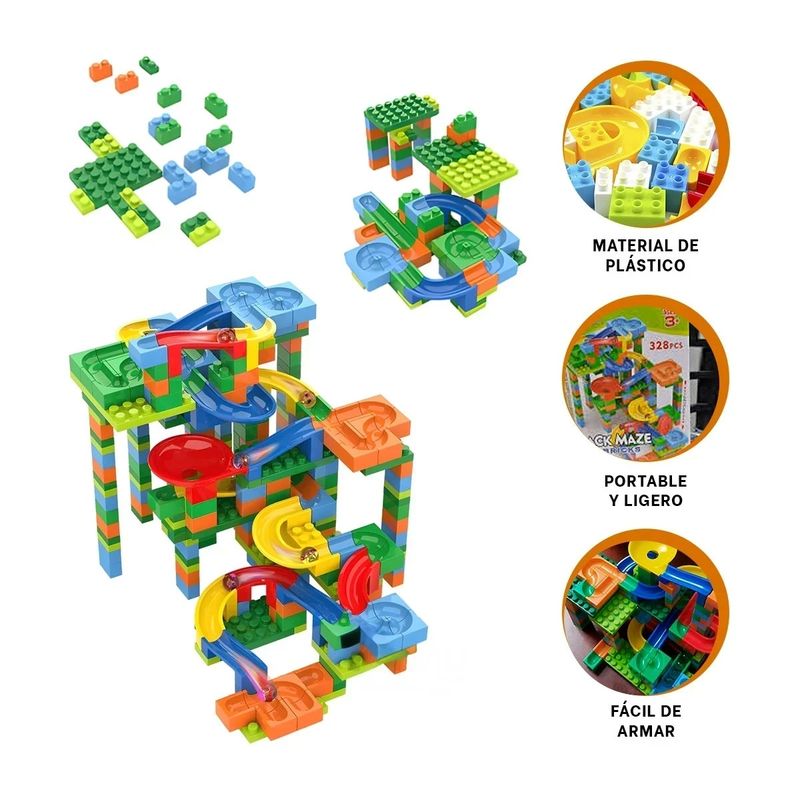 GENERICO - Pack2 Pista para Armar 328pza Y+Banderitas Adhesivas