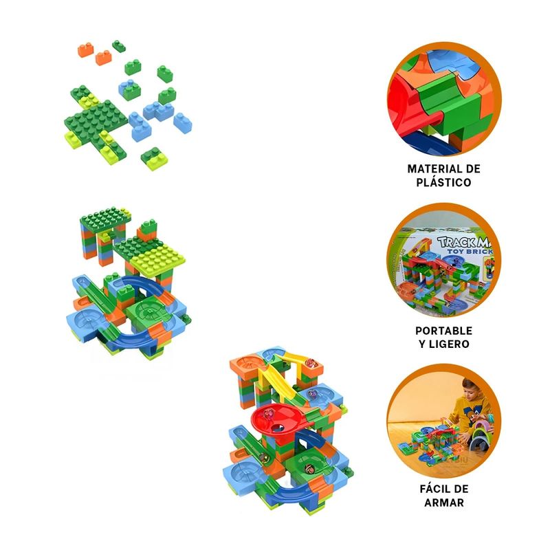 GENERICO - Pack2 Pista para Armar 180pza Y+Banderitas Adhesivas