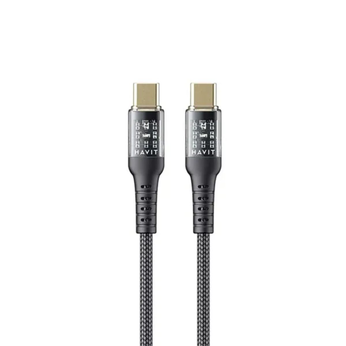 HAVIT - CABLE USB TIPO C A C - NEGRO - 1 MTS - MATERIAL NYLON TRENZADO