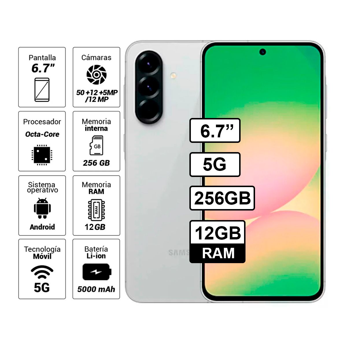 SAMSUNG - Celular Samsung Galaxy A56 5G 12GB RAM 256GB Color Gris Claro