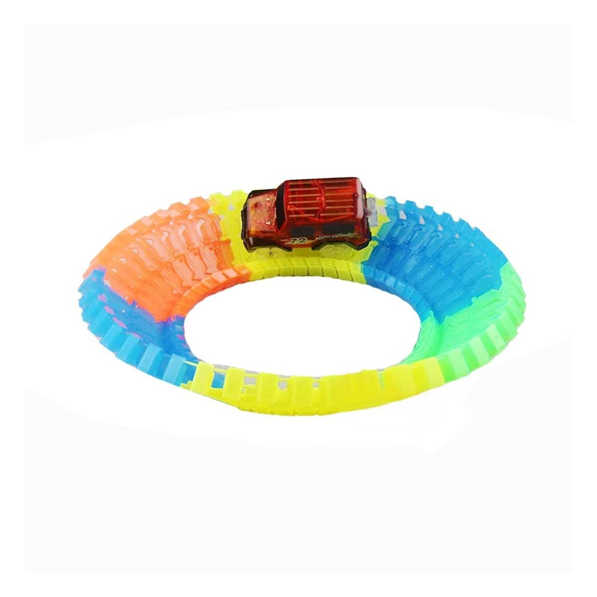 GENERICO - Pack2 Pista con Rieles Flexibles con Luces Carro para Niños