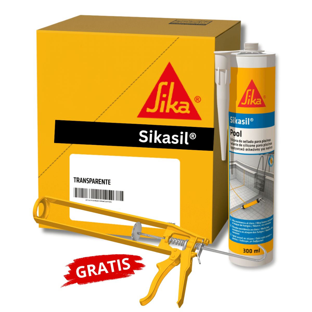 SIKA - Pack 12 Unidades Silicona para Piscina Sikasil Pool Transparentex300ml