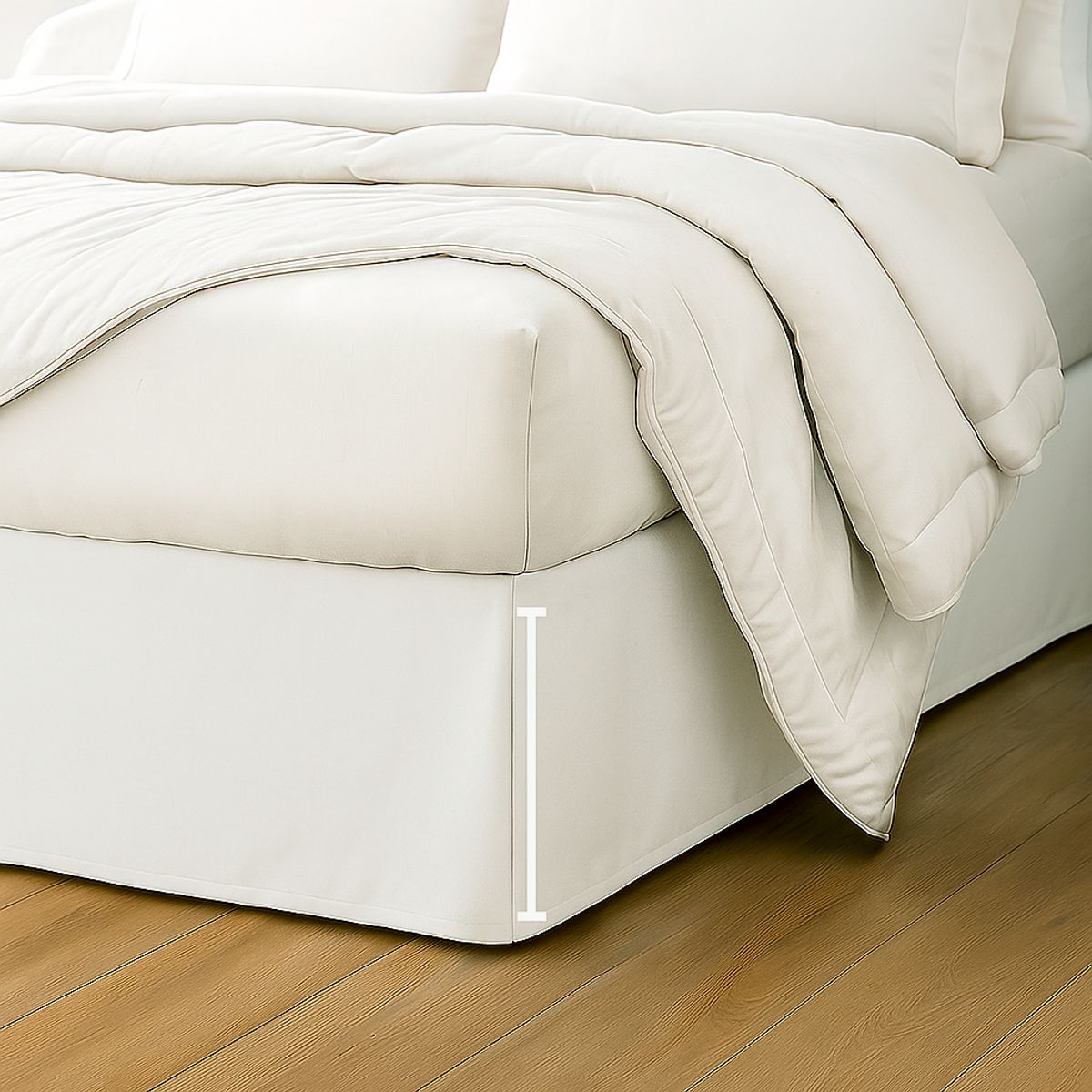 GENERICO - FALDON DE TARIMA QUEEN 160CM x 200CM MINIMAL MICROFIBRA BLANCO 35CM