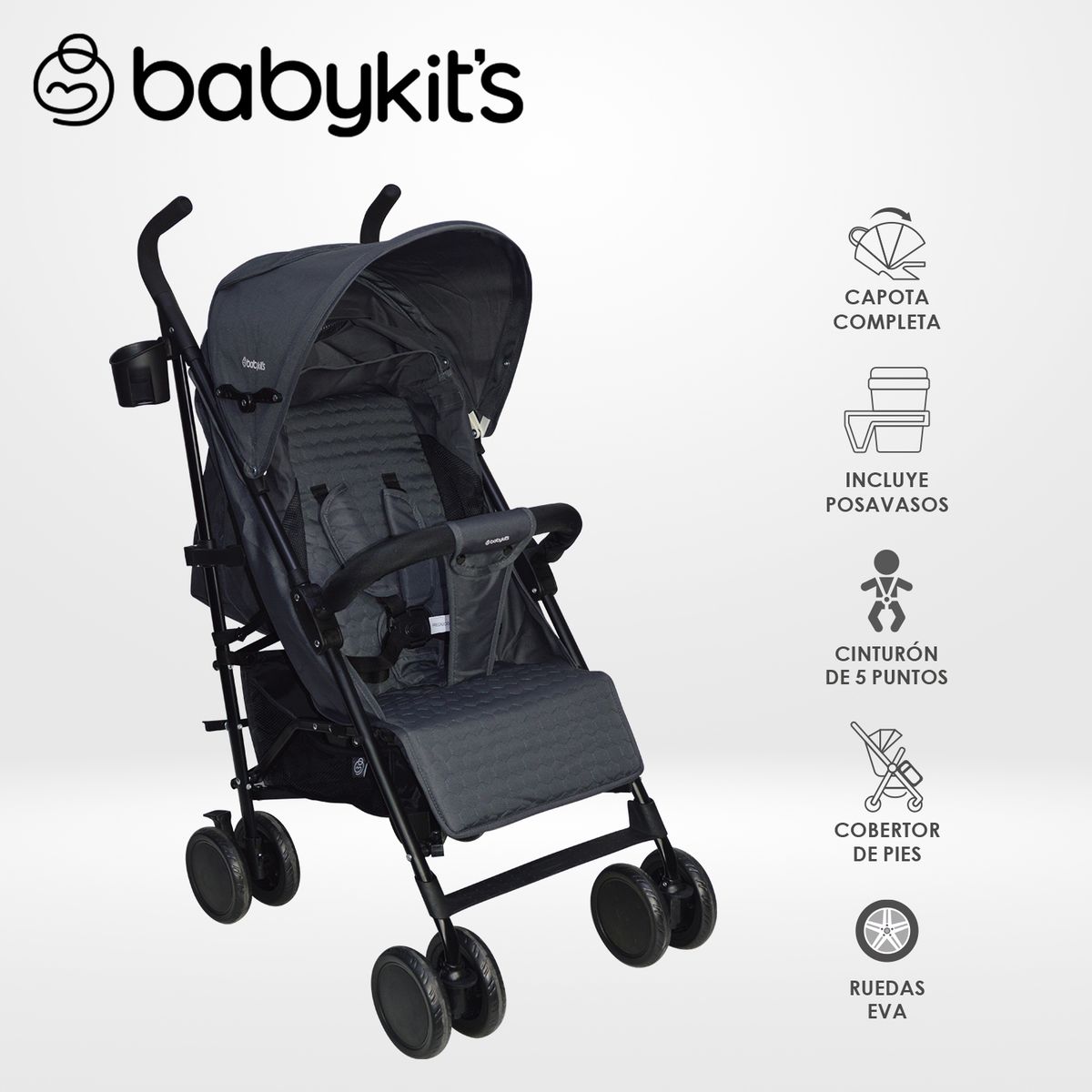 BABY KITS - Coche Bastón Krhonos Gris