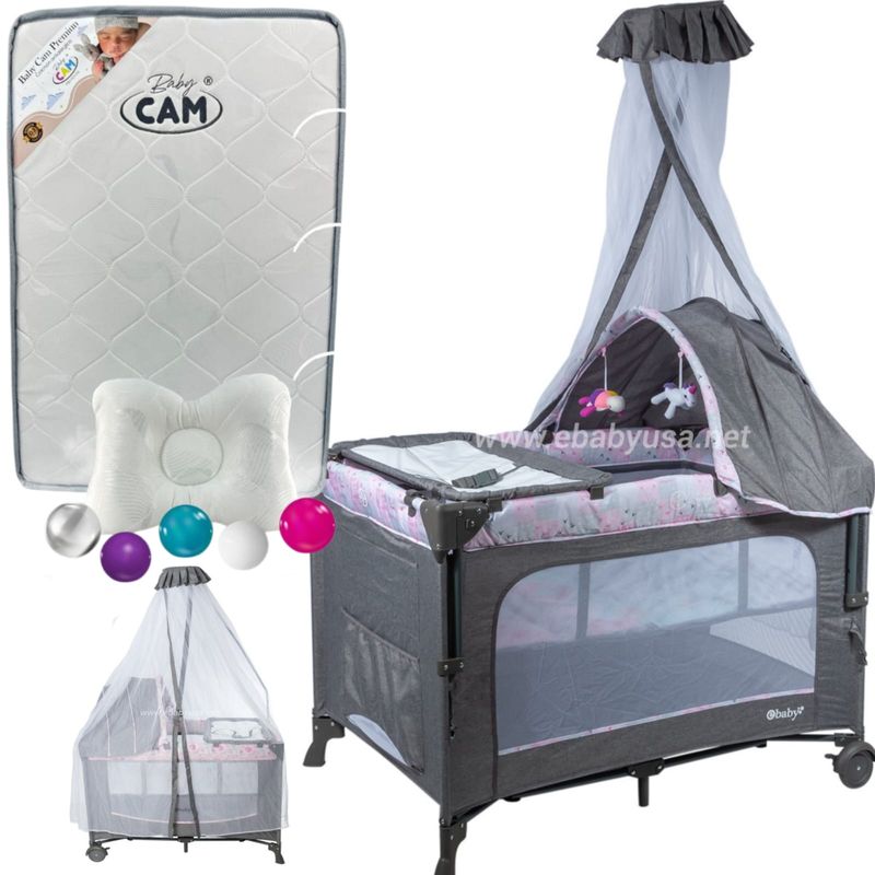 EBABY - Cuna Corral Dacora 750-2 + Colchón con pelota