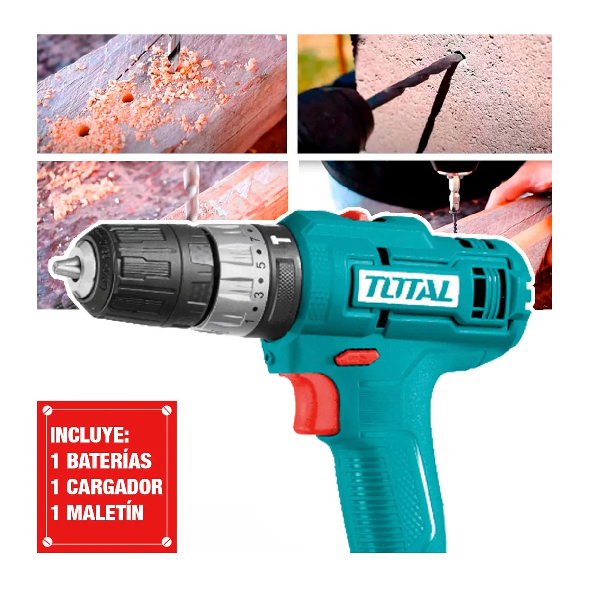 TOTAL TOOLS - Taladro Atornillador 20v+ Set Herramientas Total Thkthp11652