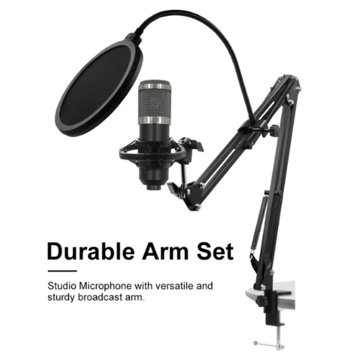 SEISA - Kit Micrófono Condensador Profesional Brazo Soporte Antipop BM800TZ