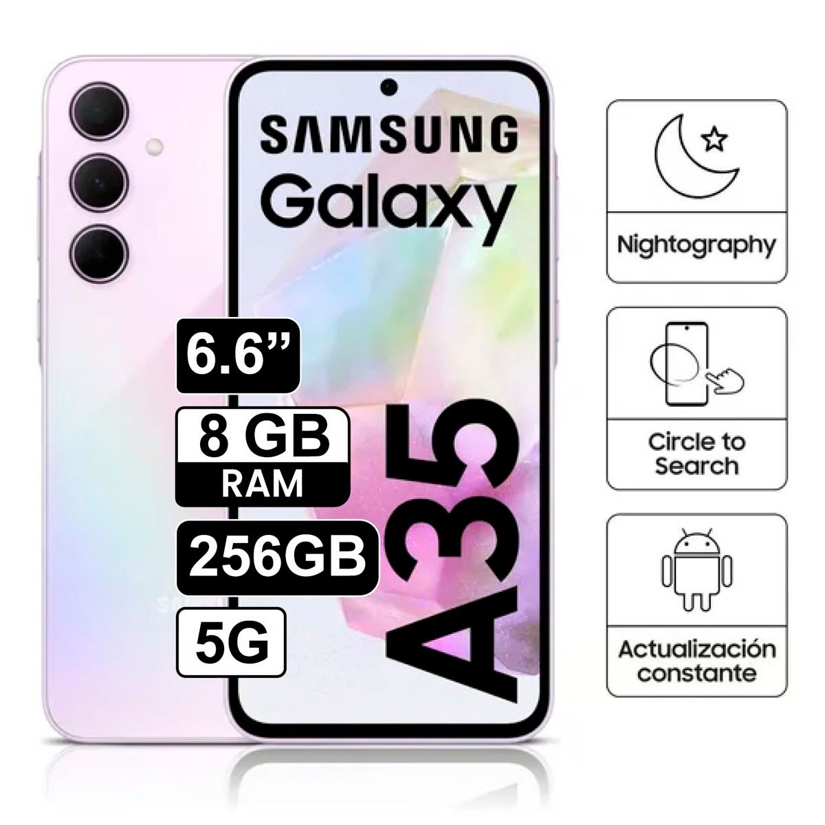 SAMSUNG - CELULAR SAMSUNG GALAXY A35 5G 8GB RAM 256GB LILA