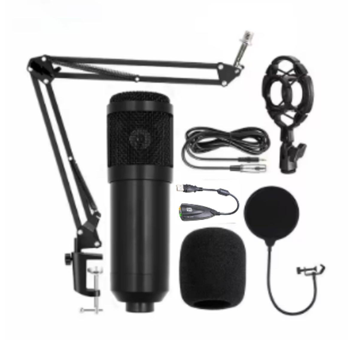 SEISA - Kit Micrófono Condensador Profesional Brazo Soporte Antipop BM800TZ