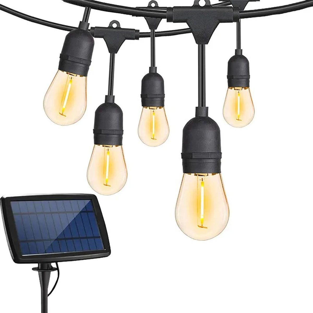 IMPORTADO MC - Luz solar luces colgantes guirnalda 10 metros 20 focos para exterior terraza waterproof IP65
