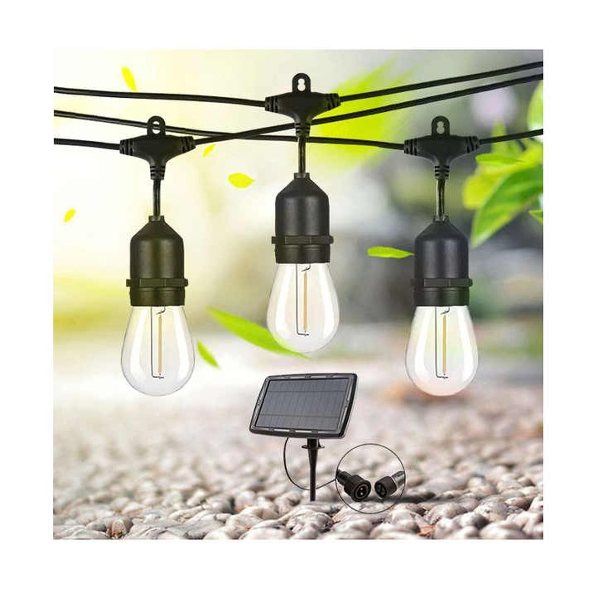 IMPORTADO MC - Luz solar luces colgantes guirnalda 10 metros 20 focos para exterior terraza waterproof IP65