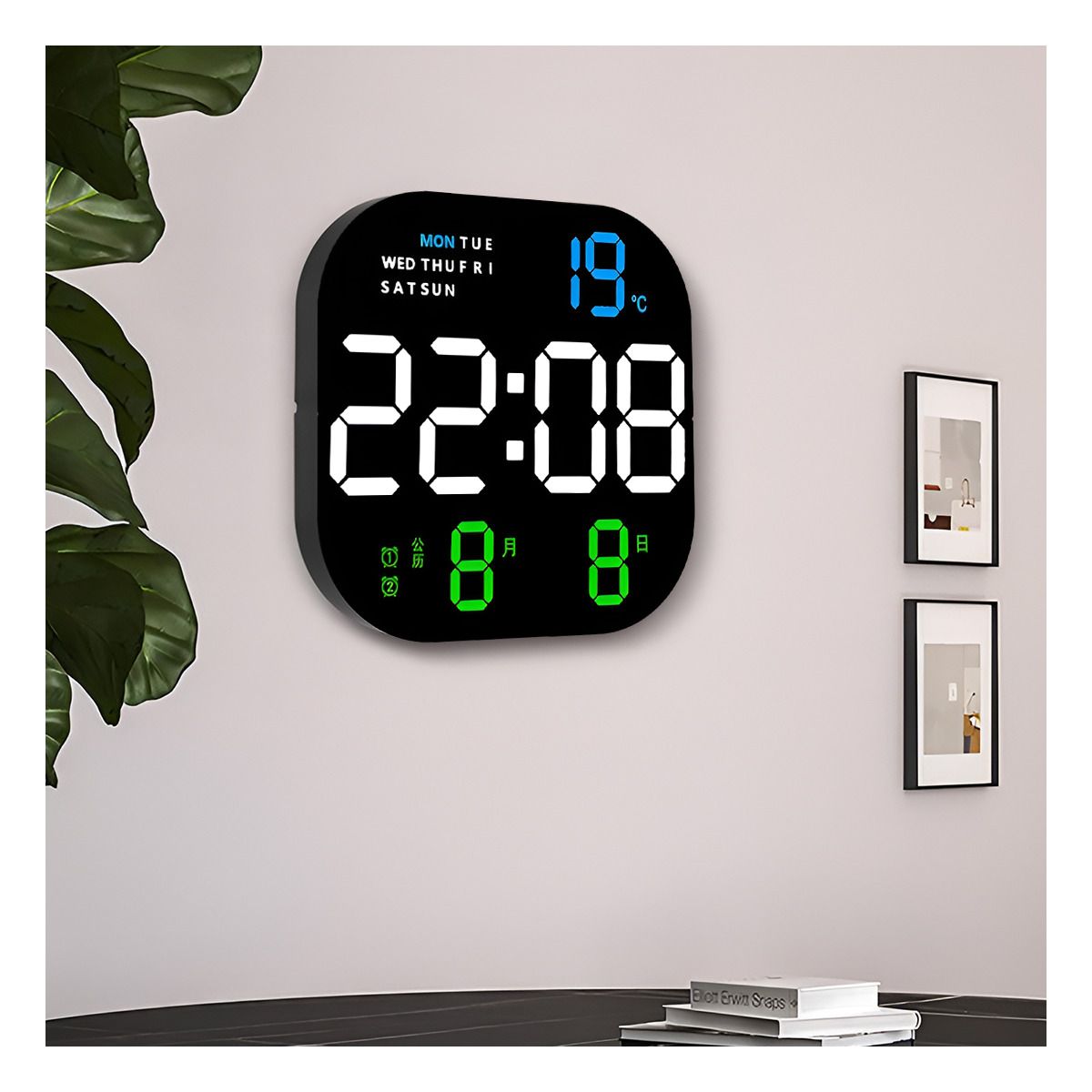 GENERICO - Pack4 Timer Digital de Pared en Negro Y+Banderitas Adhesivas