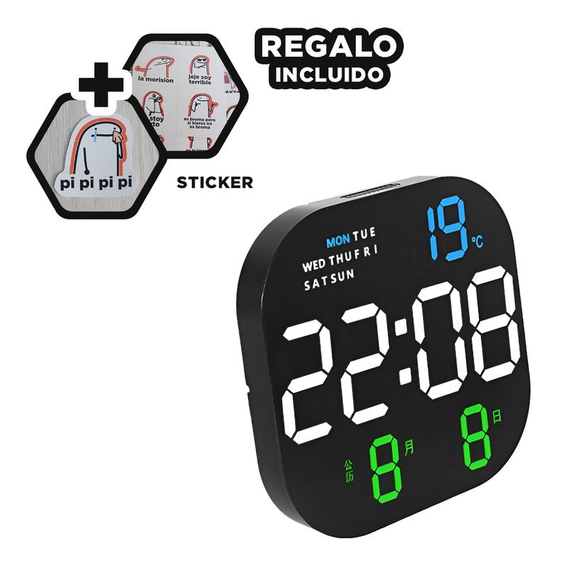 GENERICO - Pack12 Cronometro Moderno de Pared Negro Y+Regalo Stickers