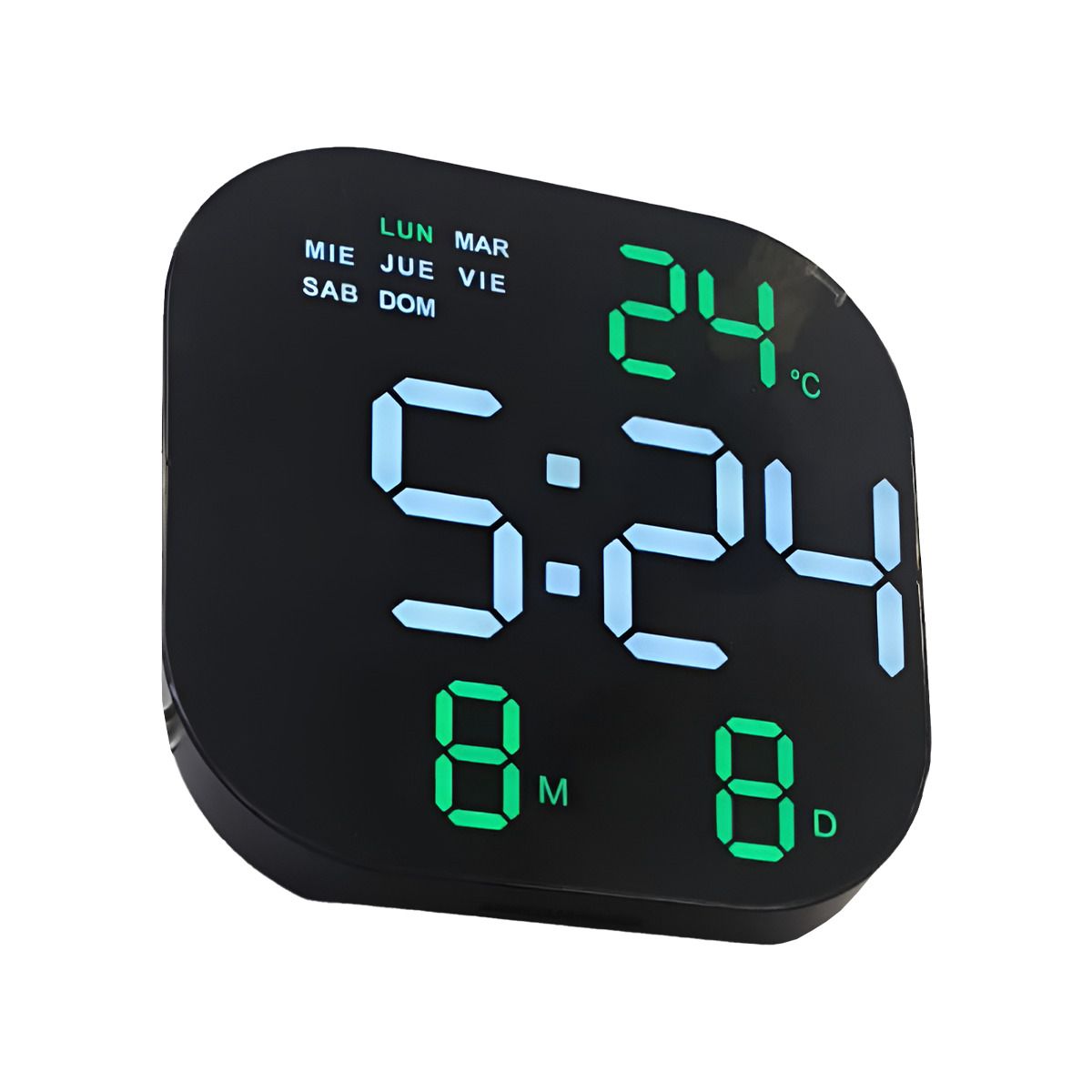 GENERICO - Pack2 Reloj Led de 228x228cm en Negro Y+Regalo Agendita
