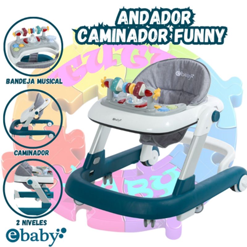 EBABY - Andador Caminador Interactiva para Bebés «FUNNY» Blue