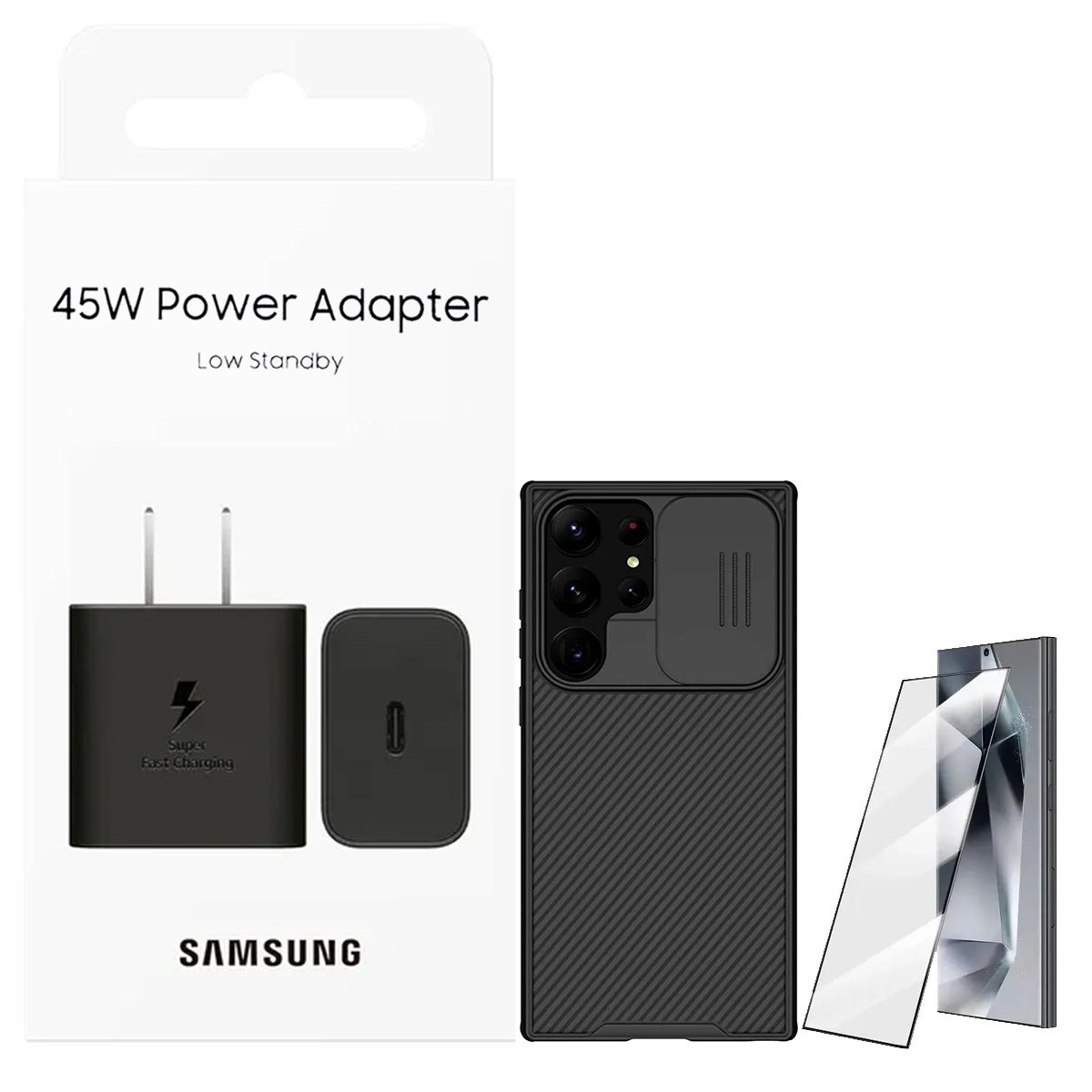 SAMSUNG - Adaptador Samsung 45w + Case Nillkin Y Vidrio Para S25 Ultra