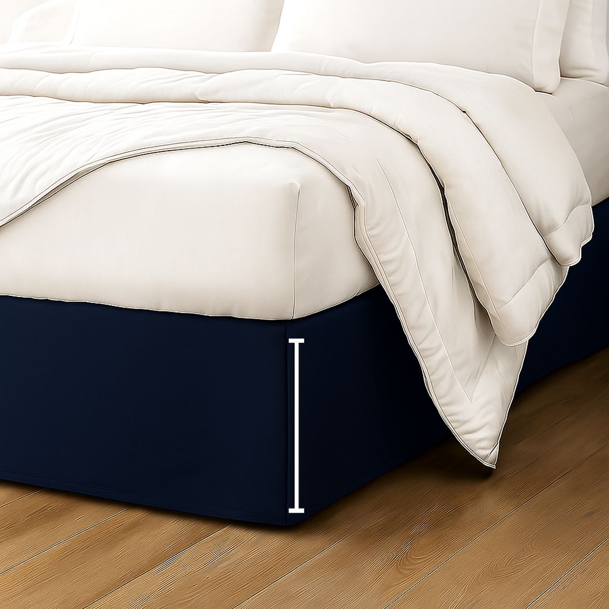 GENERICO - FALDON DE TARIMA QUEEN 160CM x 200CM MINIMAL MICROFIBRA AZUL OSCURO 35CM